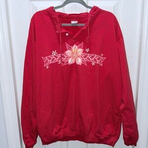 CRAZY SHIRTS - Red Floral Women's Cowl Neck pull over
